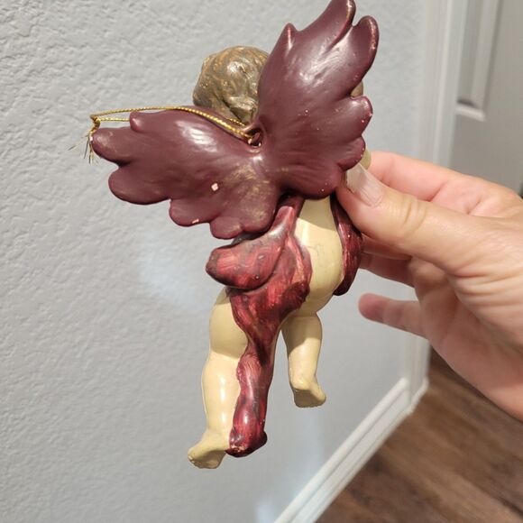 Vintage Cherub  6" Italy Putti Fontanini Style Ornament Molded Plastic Mandolin - Picture 5 of 11